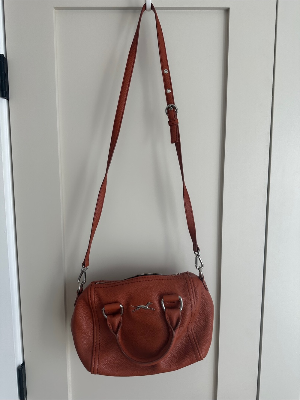 Pebbled Leather Crossbody Bag in Rust Orange